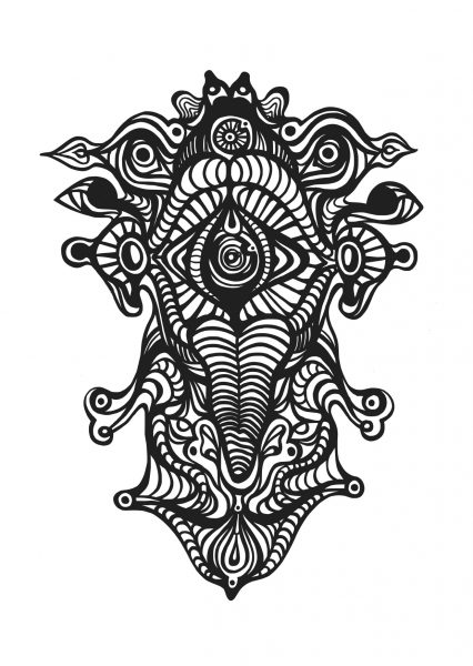 Schlund illustrative design black white tattoo sketch