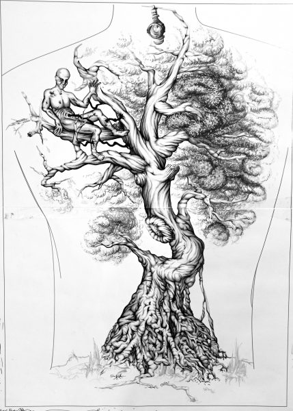 Backpiece "Tree & Human" Rücken-Tattoo Sketch Teil Wurzeln Ganz/Full