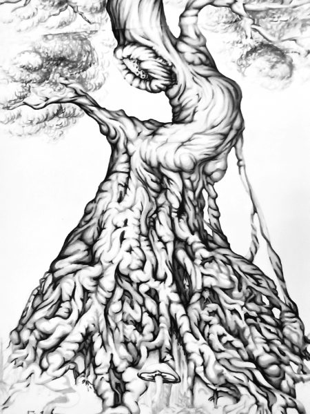 Backpiece "Tree & Human" Rücken-Tattoo Sketch Teil Wurzeln