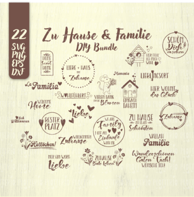 Mockup Design für ein DIY Bundle mit Vektorgrafiken zum Thema "Zu Hause und Familie"